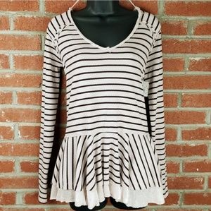 Free People Striped Oversized Long Sleeve Peplum